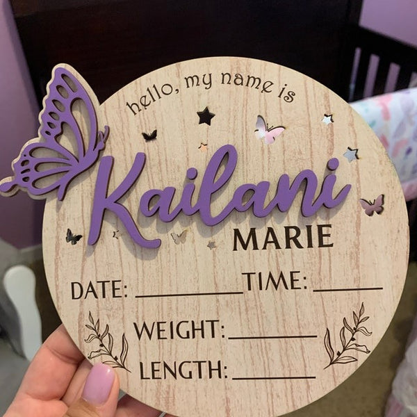 Personalized Baby Announcement Sign with Birth Stats