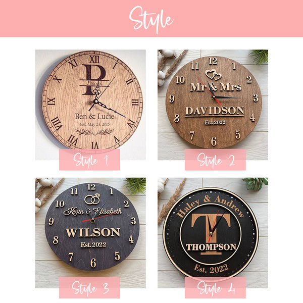 Custom Wall Clock, Personalized Family Name Clock