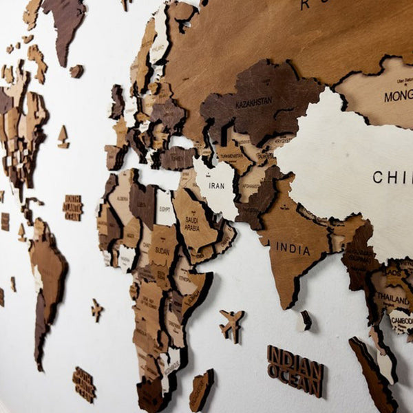 Wooden World Map, Wall Art Decor, 3D Wooden World Map