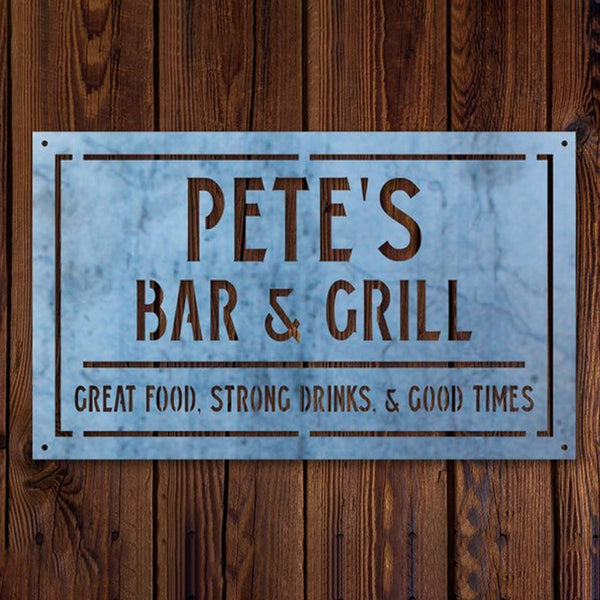 Metal Home Bar and Grill Sign, Personalized Decor, Wall Art