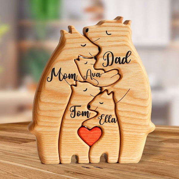 Animal Bear Figurines-Family Home Decor Puzzle-3 Person Family Keepsake Gift-Gift For Parents