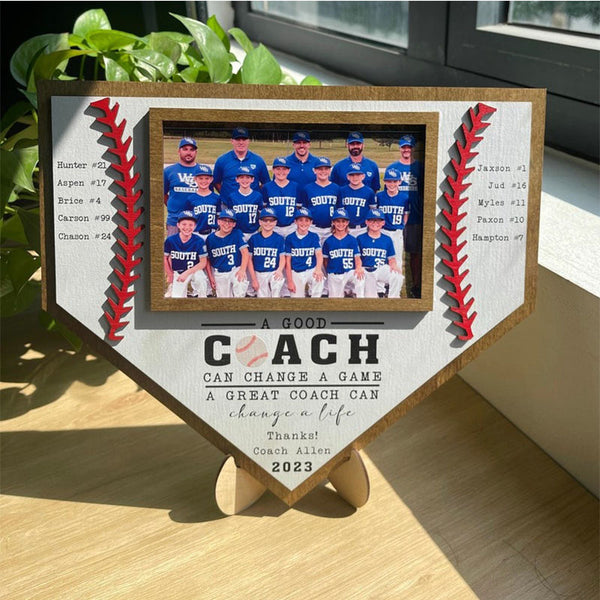 Custom Baseball Coach Wooden Sign,Team Photo Hanging Plaque, End of Season Manager Gift