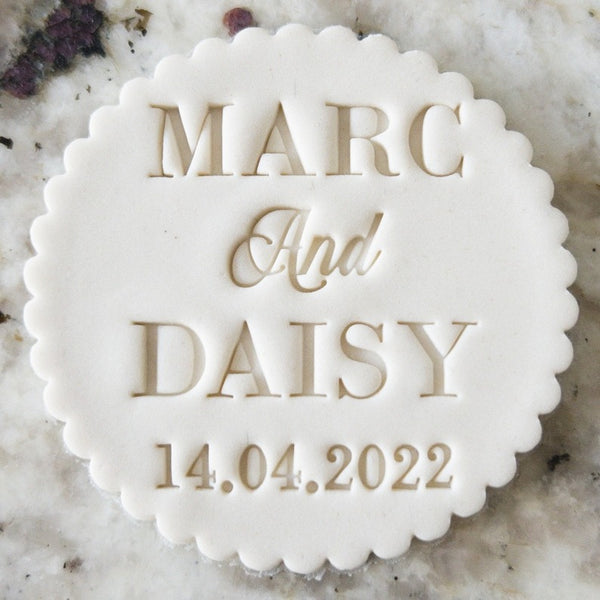 CUSTOM Christening Name and Date Cookie Biscuit Stamp Fondant Cake Decorating Icing Cupcakes Stencil