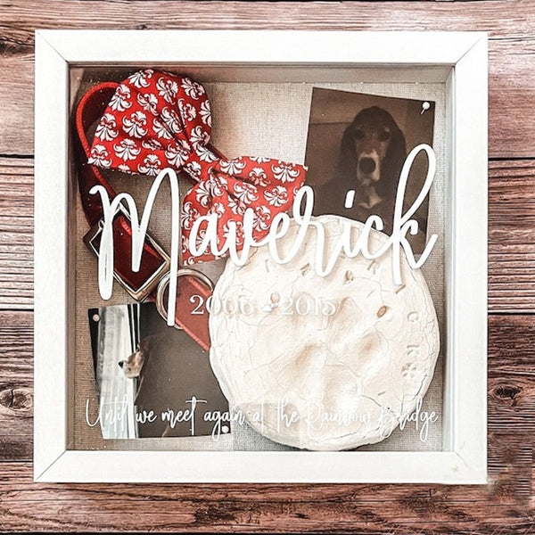 Personalized Pet Dog/Cat Memories Keepsake Shadowbox with Name/Dates/Qoute