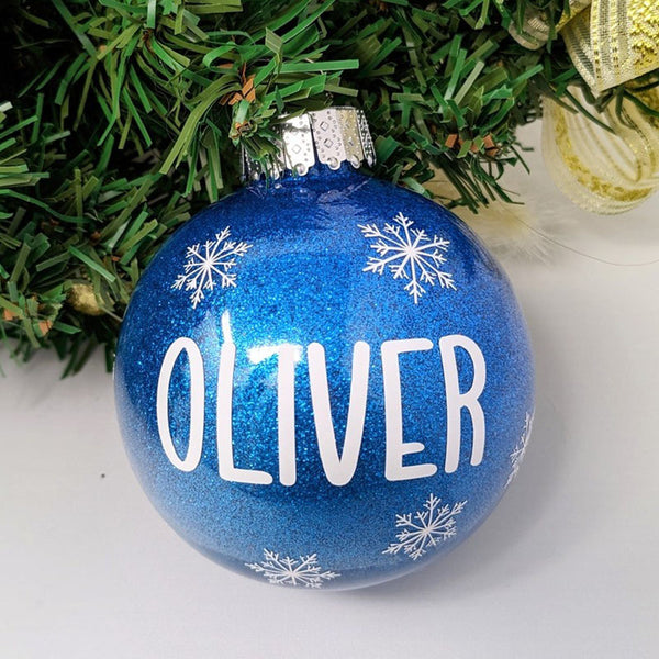 Personalized Glitter Christmas Ball Ornament, Name Bauble Ornament