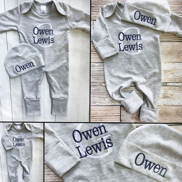 Baby Boy Coming Home Outfit, Newborn Boy Outfit, Print Monogrammed