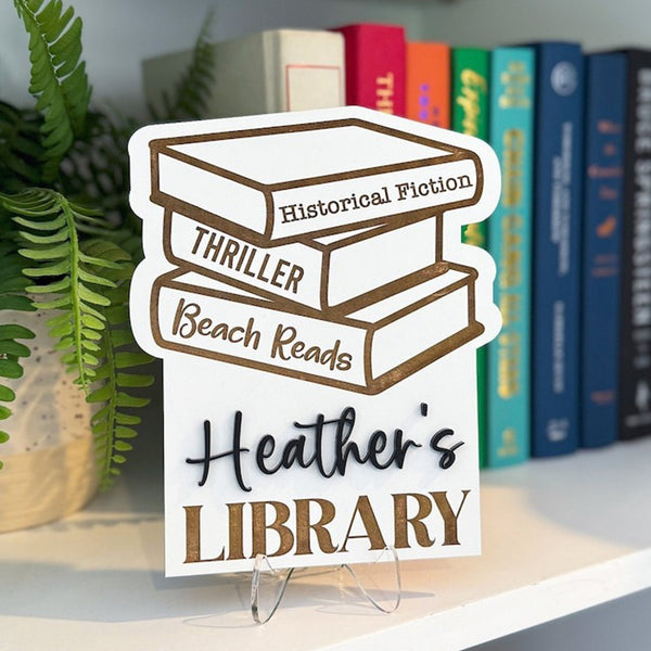 Library Sign, Personalized Library Sign, Book Shelf Decor