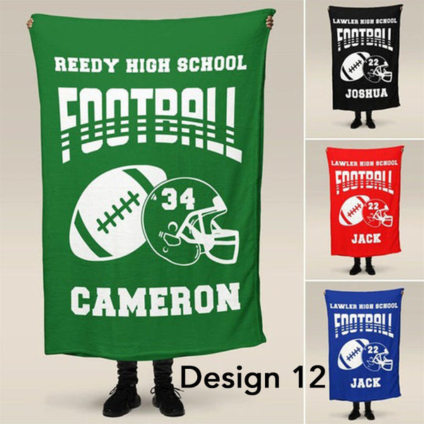 Personalized Football Blanket, Gift Idea for Football Player, Minky Kids Football Blanket