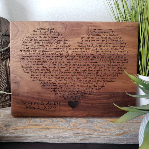 Wedding Song Lyrics Engraved, Wooden Anniversary Gift