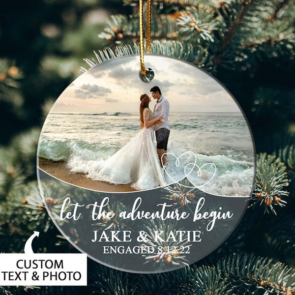 Personalized Engaged Ornament, Engaged First Christmas