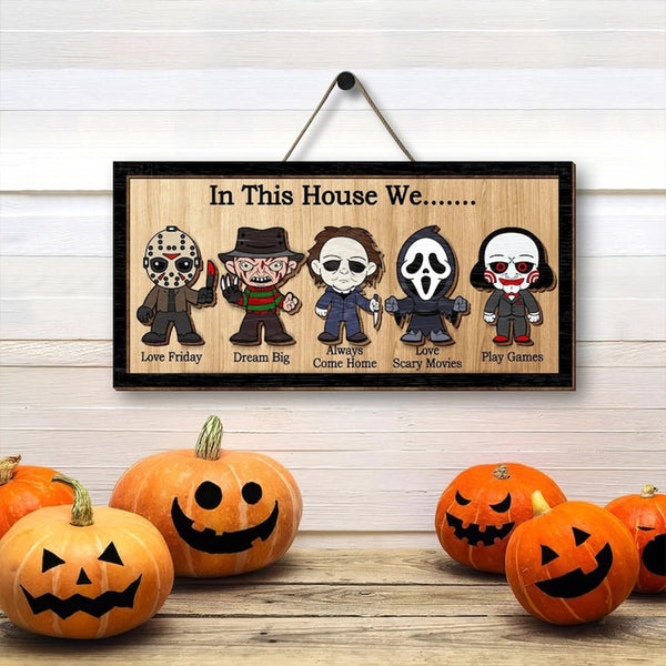 Halloween 2 Layered Frame Wood Sign Custom Halloween Gift