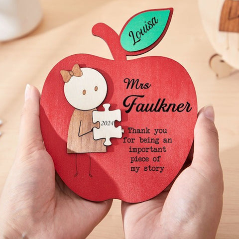 Apple Puzzle Piece Sign Teacher Name Sign Personalized Teacher Apple Sign