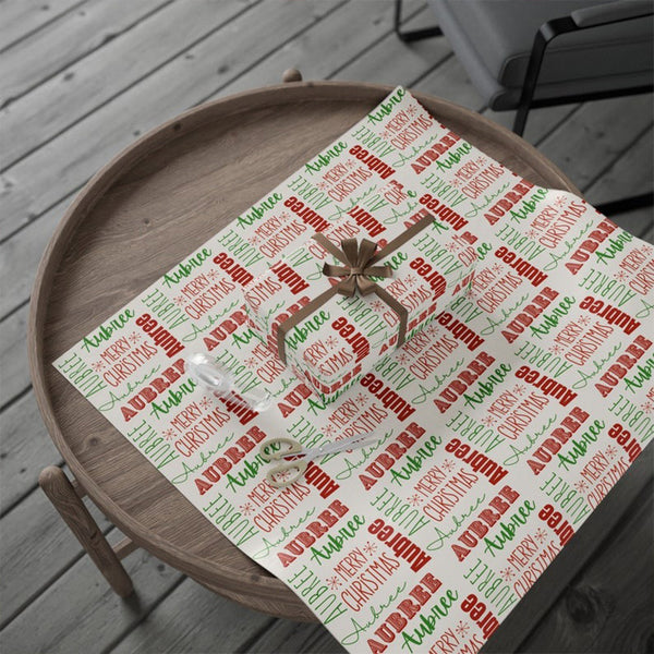 Personalized Name Christmas Wrapping Paper, Custom holiday gift wrap,