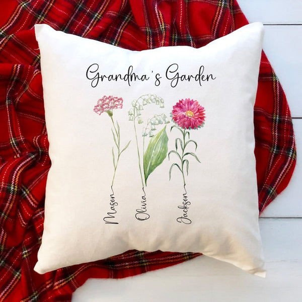 Grandma Mother's Day Gift, Personalize Grandma's Garden Pillow