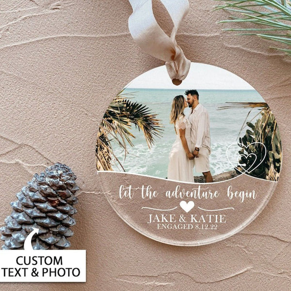 Personalized Engaged Ornament, Engaged First Christmas