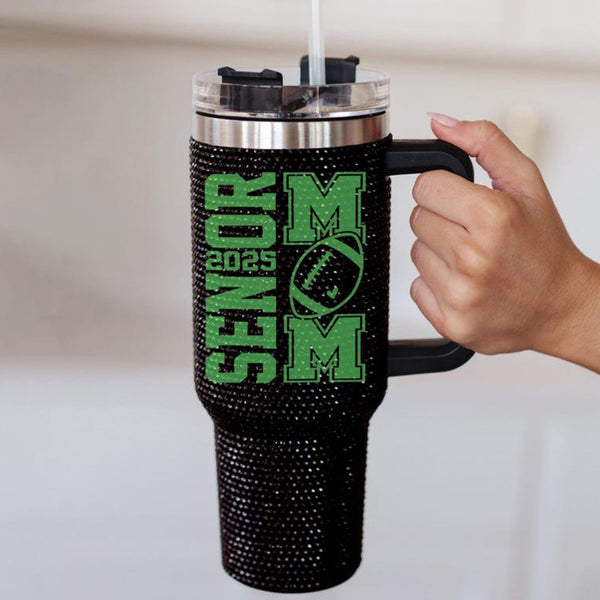 Rhinestone Thermos Tumbler With Lid And Straw，Tumblers