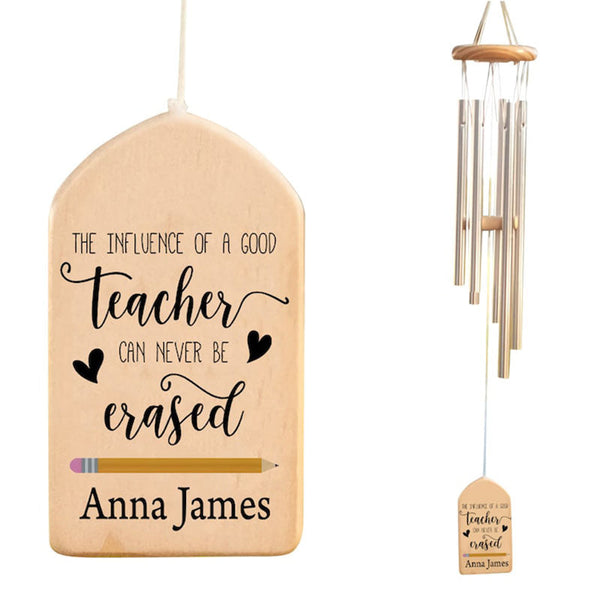 Personalized Teacher Gift Wind Chimes, Thank You Teacher Gifts, Wooden Wind Chimes Home Garden Decoration