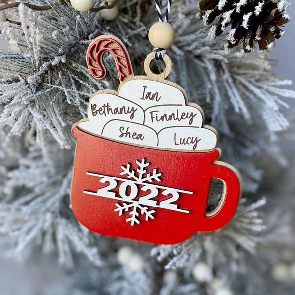 Hot Chocolate Ornament Personalized Family Christmas Ornaments Ornament With Member Names