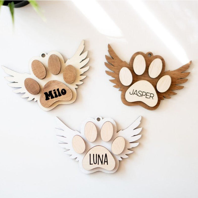 Angel Wings Dog Paw Ornament Personalized Christmas Ornament Pet Cat