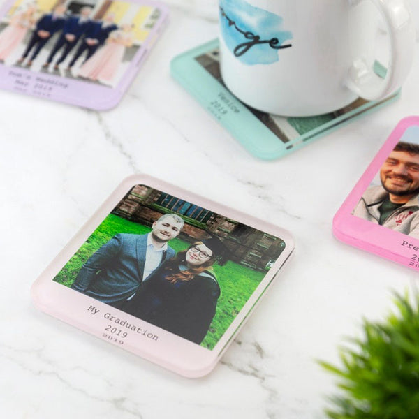 Personalised Photo Coaster Printed Acrylic Drinks Coaster - Novelty Coaster Gift