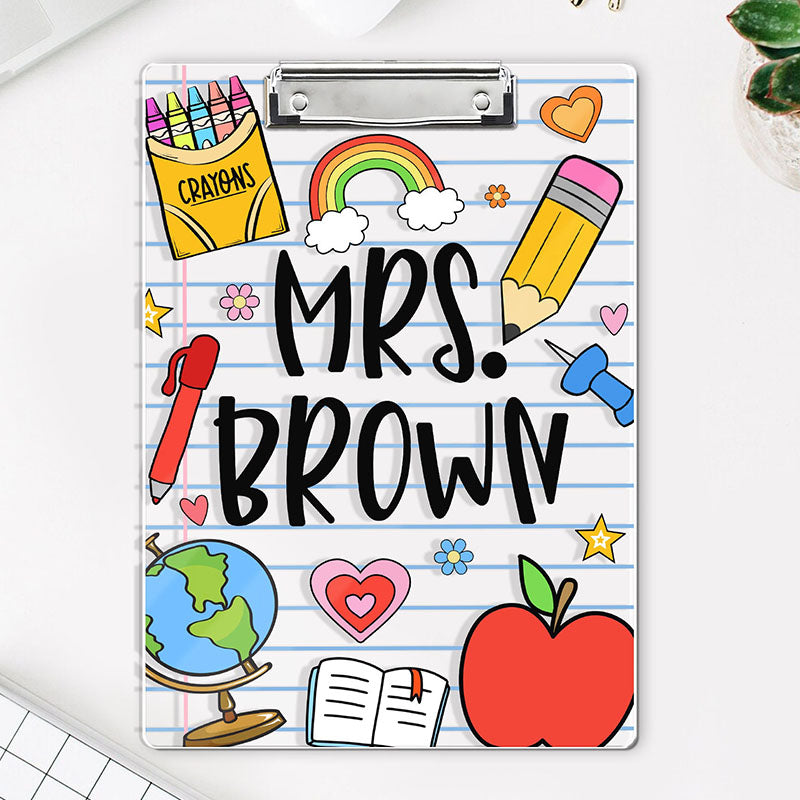 Custom Acrylic Clipboard With Teacher Name, Elements Teacher Clipboard