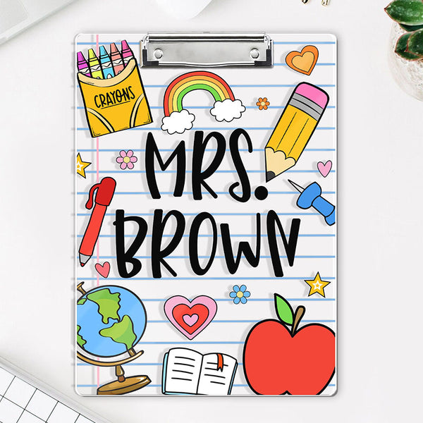 Custom Acrylic Clipboard With Teacher Name, Elements Teacher Clipboard