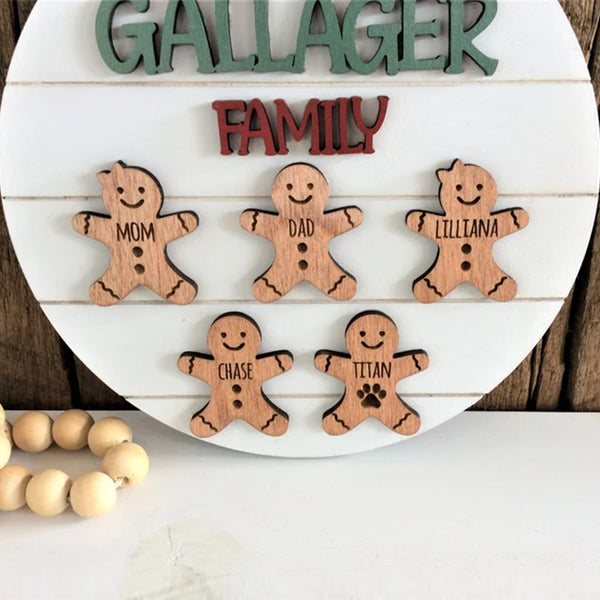 Personalized Farmhouse Christmas Decor,Gingerbread Family Sign