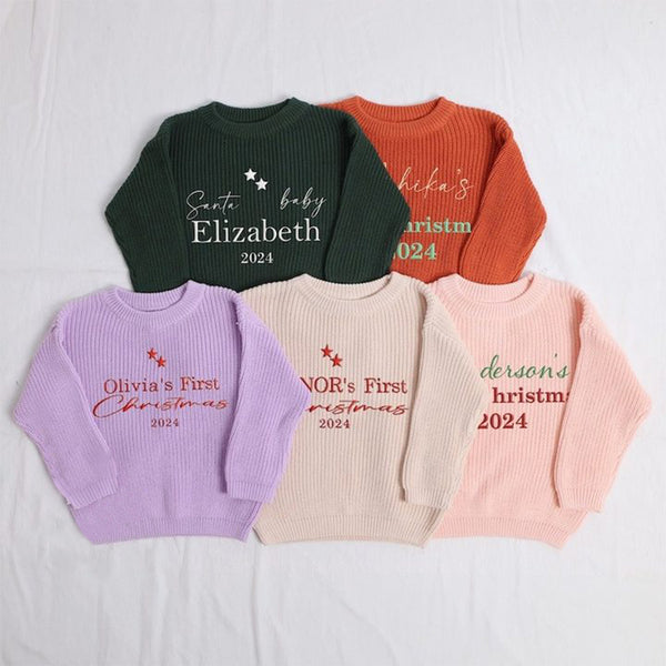 Personalized First Christmas Outfit Knit Sweater