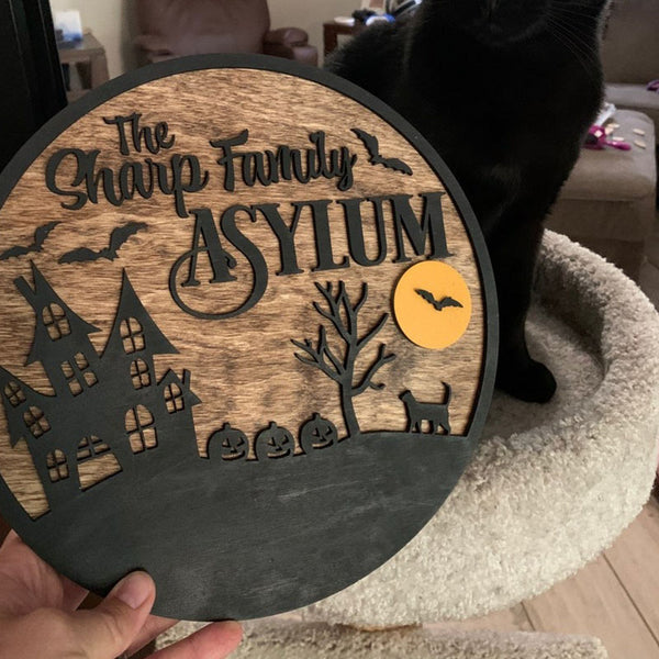 Personalized Halloween Family Sign - Custom Asylum Sign