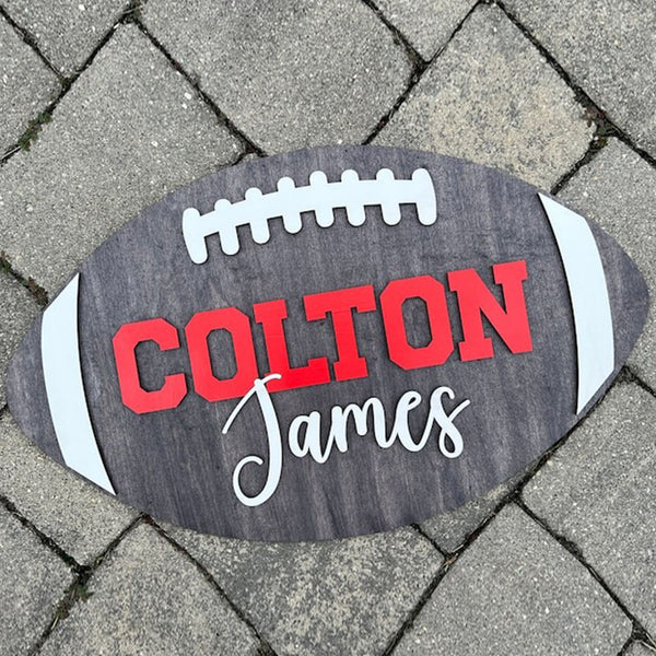 3D Custom Kids Room Decor, Football Wooden Name Sign