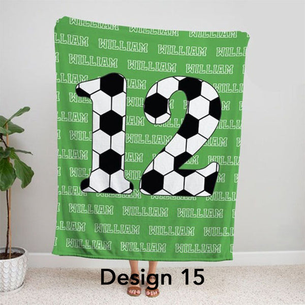 Personalized Football Blanket, Gift Idea for Football Player, Minky Kids Football Blanket