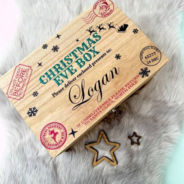 Custom Christmas Eve Box,personalised wooden gift box