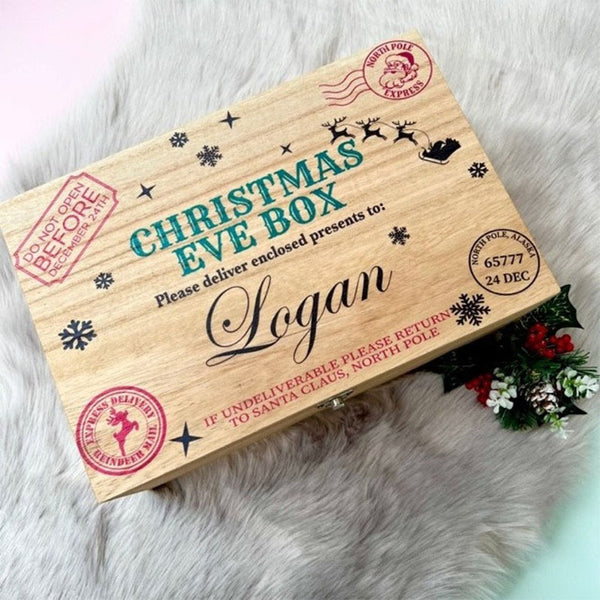 Custom Christmas Eve Box,personalised wooden gift box