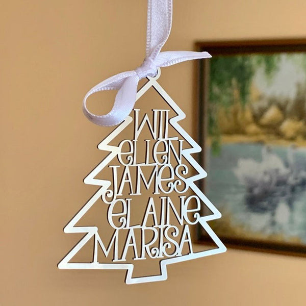 Personalized 2023 Christmas Tree Ornaments Custom Family Names Laser Cut Holiday Gift Happy New Year 2024 Xmas