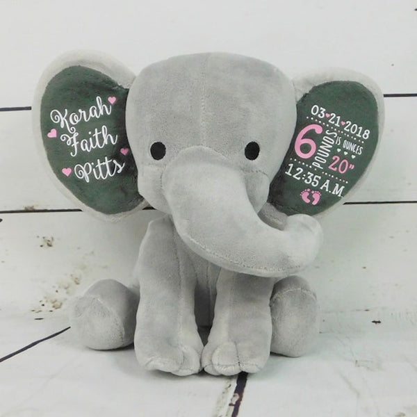 Gift for Baby Girl & New Mom,Personalized Elephant Stuffed Animal