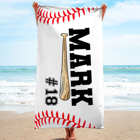 Personalized Baseball Beach Towel, Boys Baseball Gift, Baseball Pool Towel, Baseball Player Gift