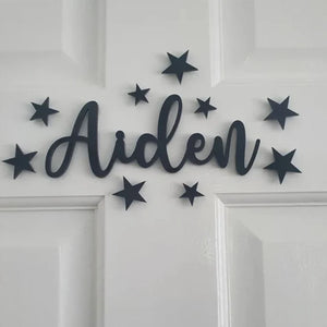 Coloured Acrylic Door Name Sign with Stars or Hearts - Nursery or Children's Bedroom Sign - Baby Name - Laser Coloured Acrylic Toy Box Sign