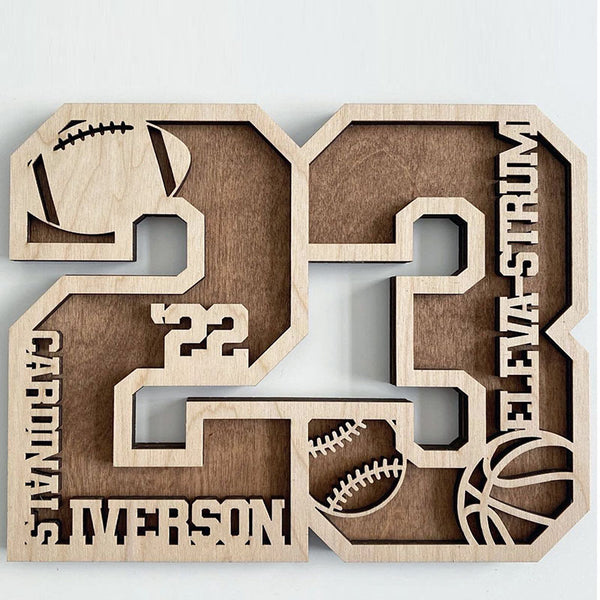 Custom Senior Athlete Number, Sports Number Wood Cutout, Custom Sports Plaque