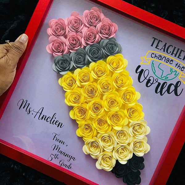 Custom Teacher Pencil Apple Shadow Box|School Office Sign