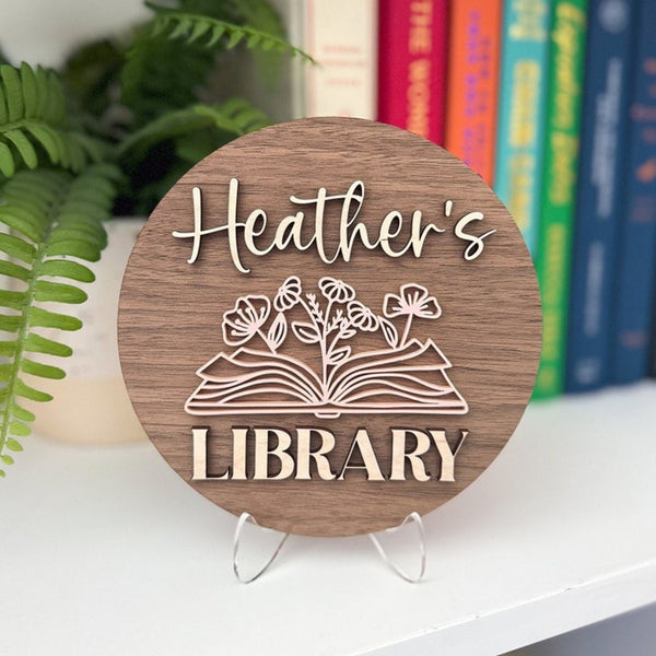 Personalized Library Sign, Book Shelf Decor,Gift for Book Lover