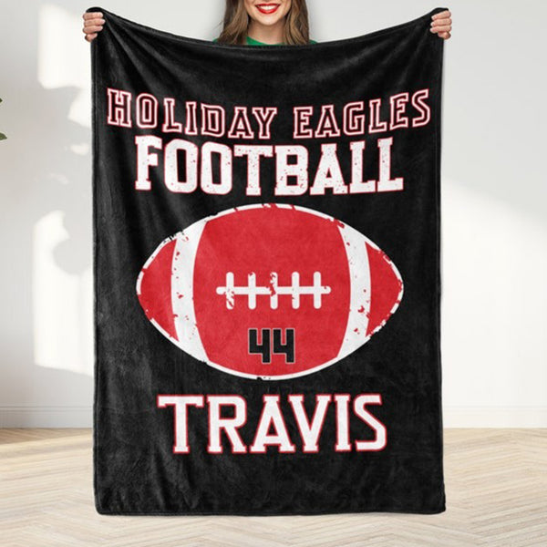 personalized football name blanket, custom gift idea for football player