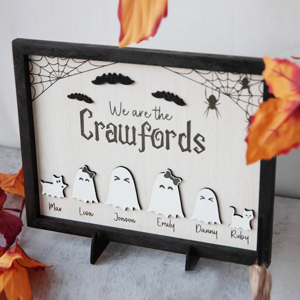 Halloween Ghost Family With Pets, Custom Halloween Family Sign, Personalized Halloween Family with Pets ghost, Family Halloween Gift