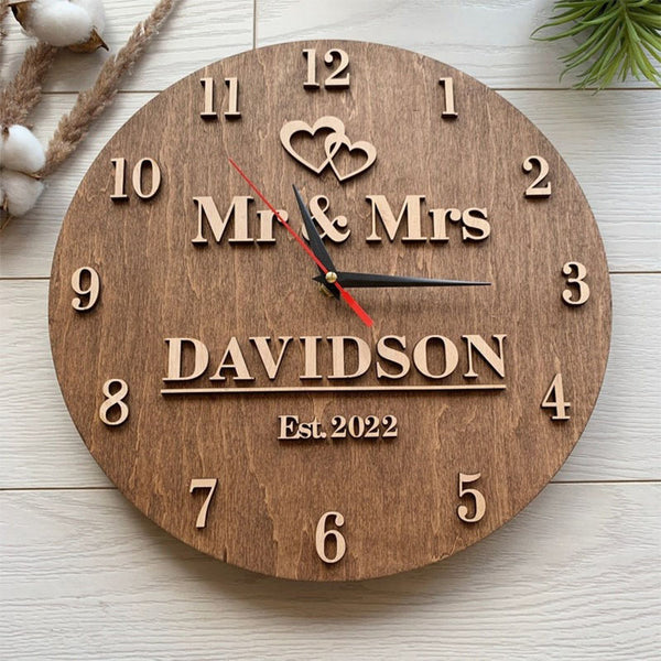 Custom Wall Clock, Personalized Family Name Clock