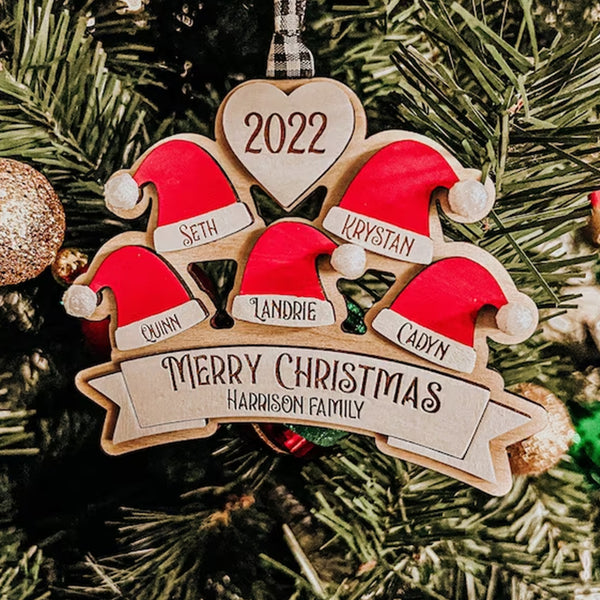 Santa ornament,Santa hat,Family christmas ornament,Christmas ornament