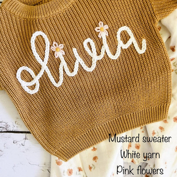 Personalized Hand Embroidered Baby and Toddler Sweaters