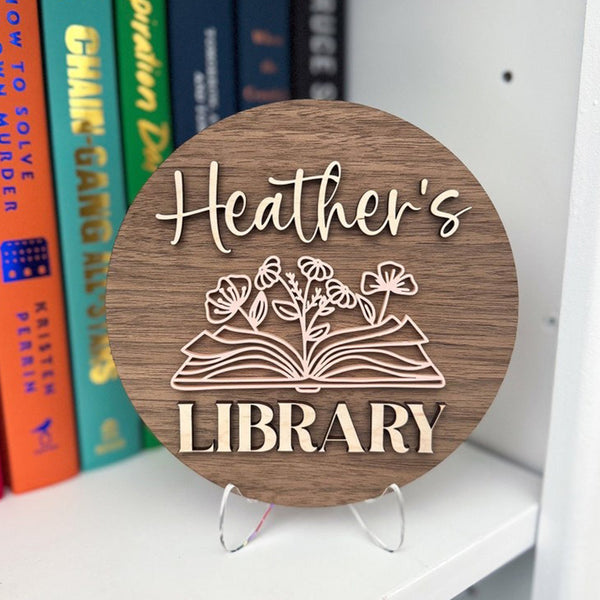 Personalized Library Sign, Book Shelf Decor,Gift for Book Lover