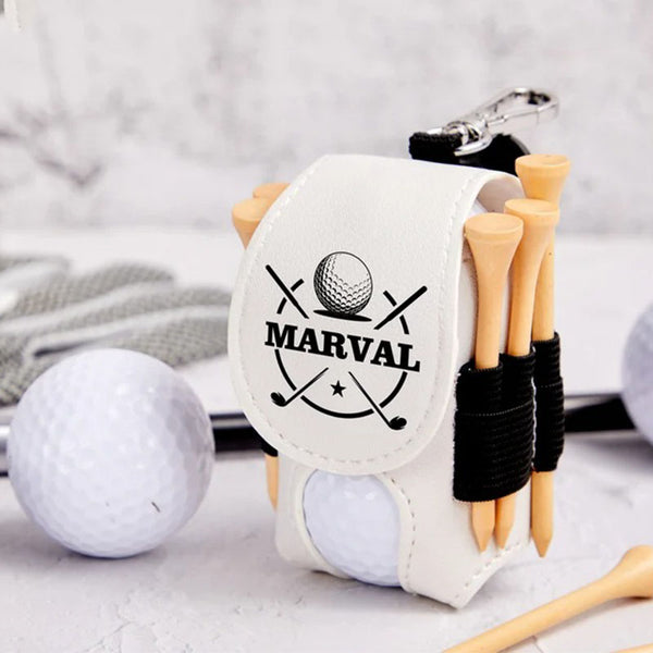 Leather Personalized Golf Ball Bag-Golf Ball And Tees Holder-Golf Holder-Accessories