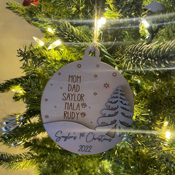 Personalized Family Ornament, Our Family / Grand Children Christmas Ornament, Family Members Ornament