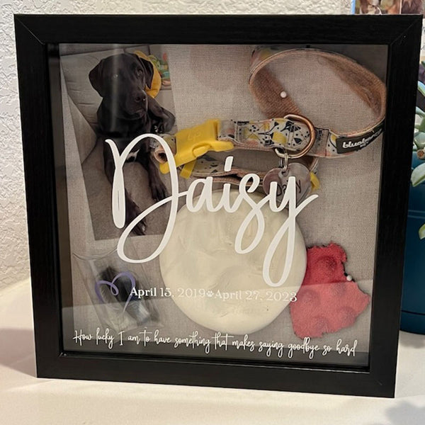 Personalized Pet Dog/Cat Memories Keepsake Shadowbox with Name/Dates/Qoute