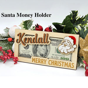 Personalized Santa Christmas Money Holder, Family Christmas Gift, Unique Christmas Money Card